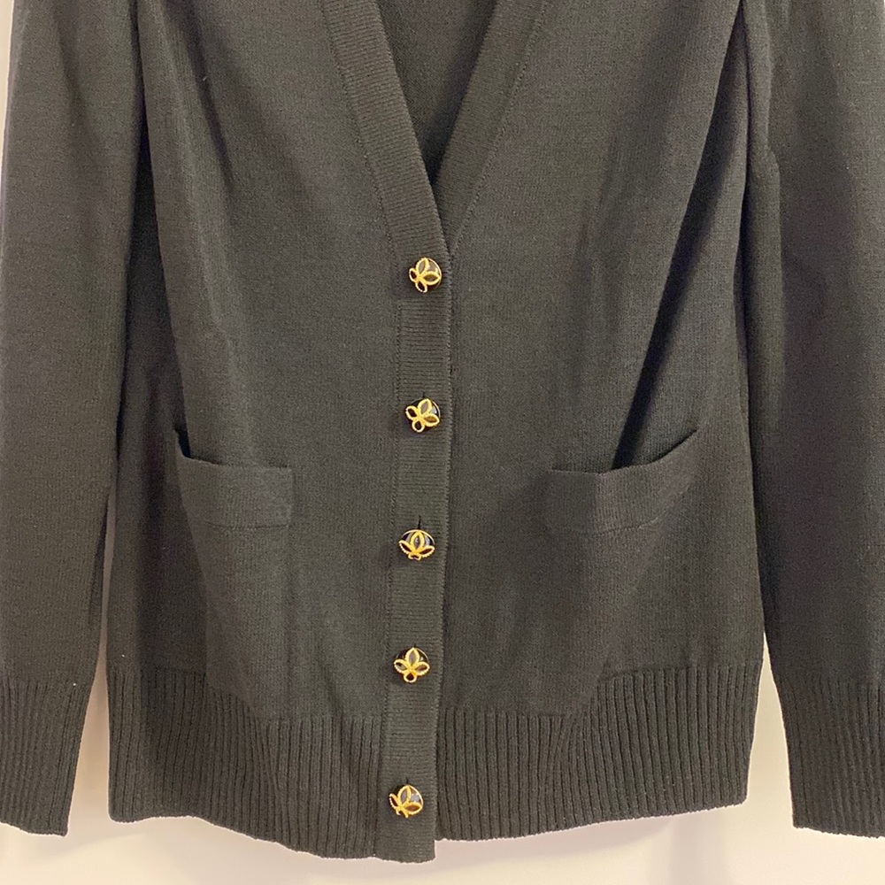 St. John Caviar Collection Black Knit Cardigan SP - Picture 3 of 7